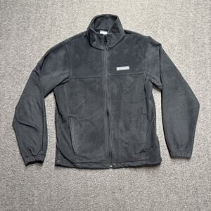 Columbia Full Zip Basic Jacket Men's Small Black Pockets Polyester Fleece Warm